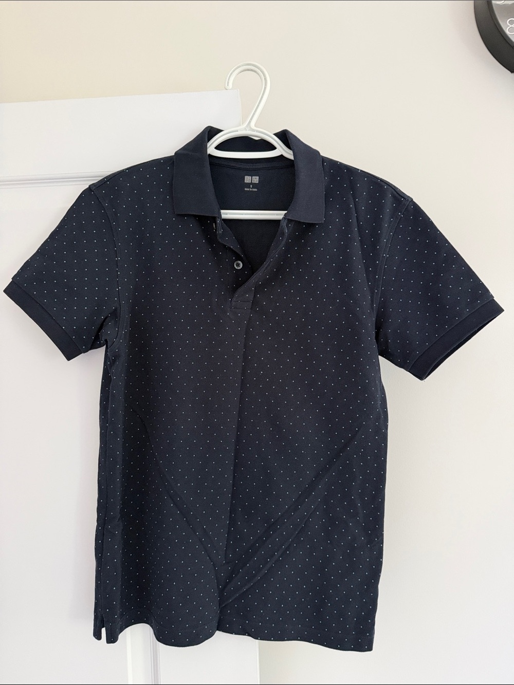 Uniqlo Navy Polo with Microdot Detail